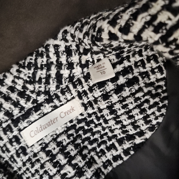 NWT Coldwater Creek Black and White Tweed Boucle Jacket  Size 10 - Picture 8 of 8